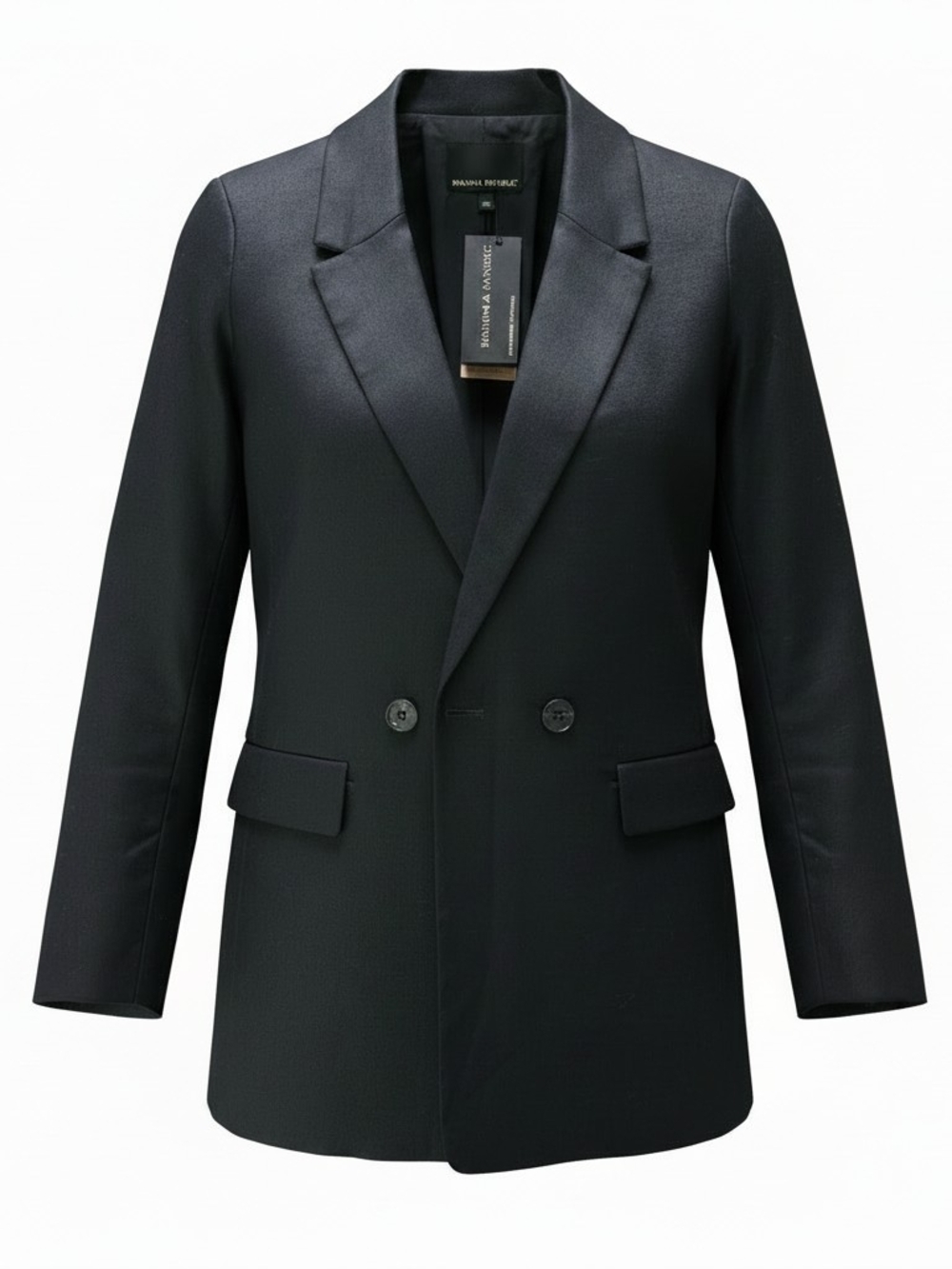 Banana Republic Black Stretch Linen Lightweight Double-Breasted Blazer